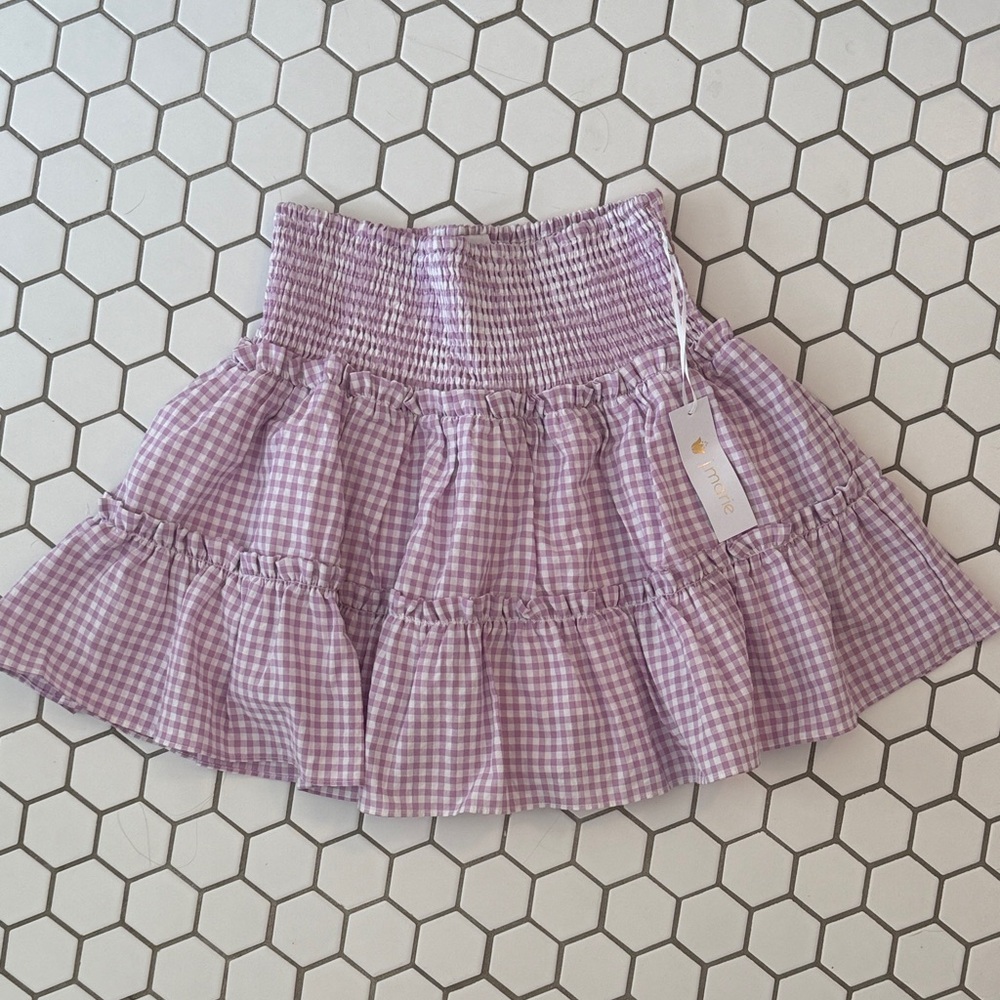 J Marie purple gingham skirt w/ shorts underneath